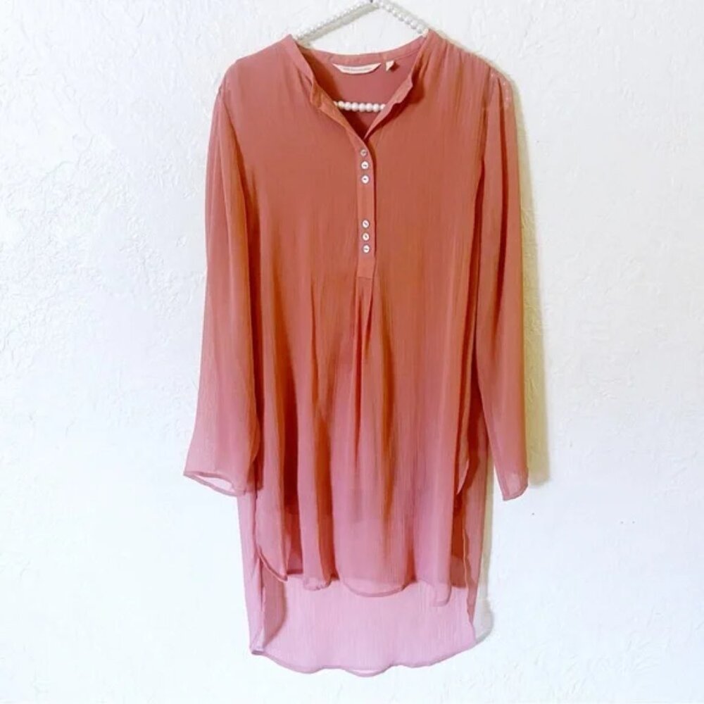 Soft Surroundings Jacqueline Tunic Hi low sheer coral chiffon overlay Medium